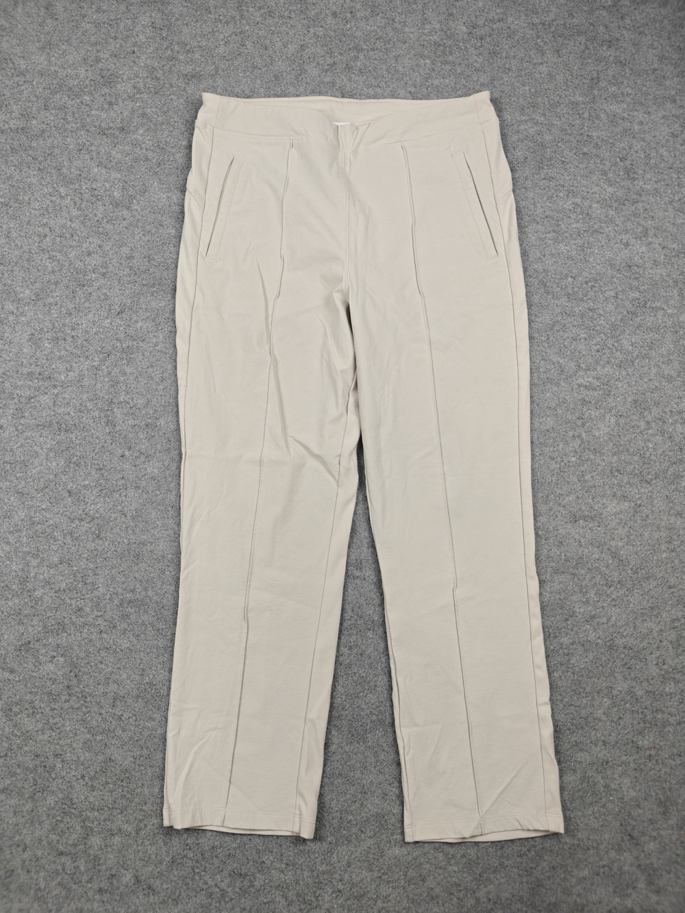 Athleta Pants Womens 14 Beige Ankle Slim Stretch Pockets Elastic Waist
